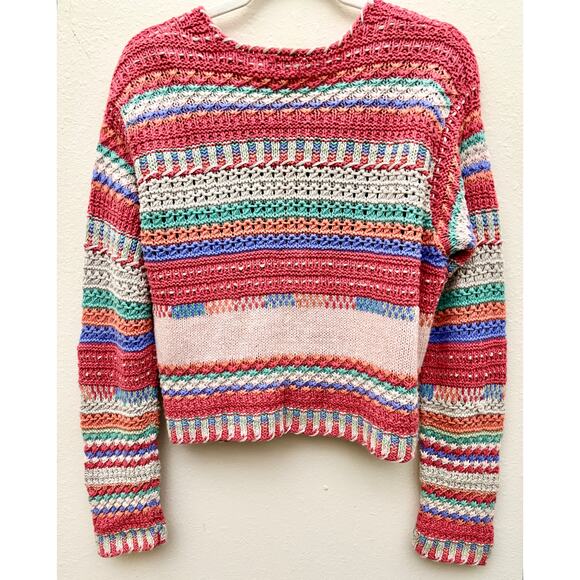 Sigrid Olsen Sport Hand Knit Grannycore Boho Patchwork Cardigan Sweater Large - Picture 2 of 7